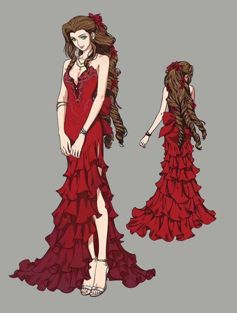 Aerith's Elegant Dress Concept Art from Final Fantasy VII Remake