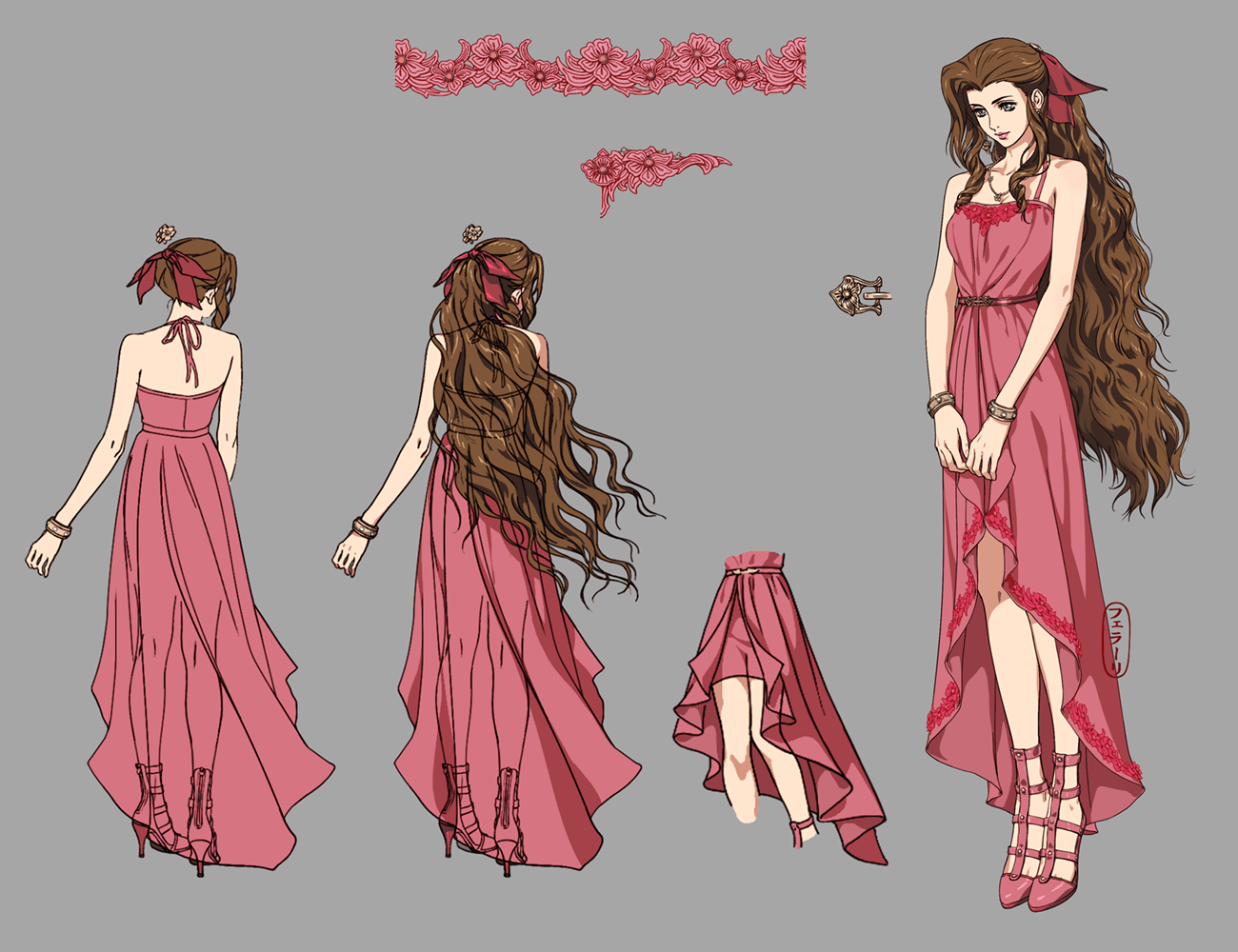 Aerith Pink Dress Concept Artwork from Final Fantasy VII Remake