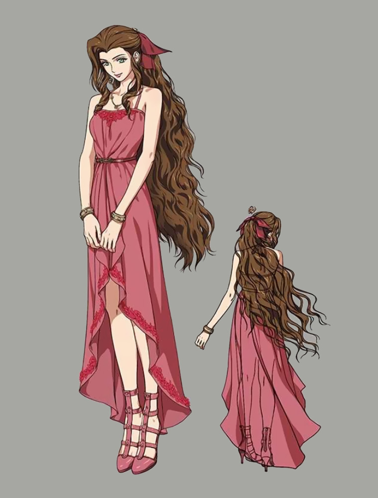 Aerith's Pink Dress Concept Art from Final Fantasy VII Remake
