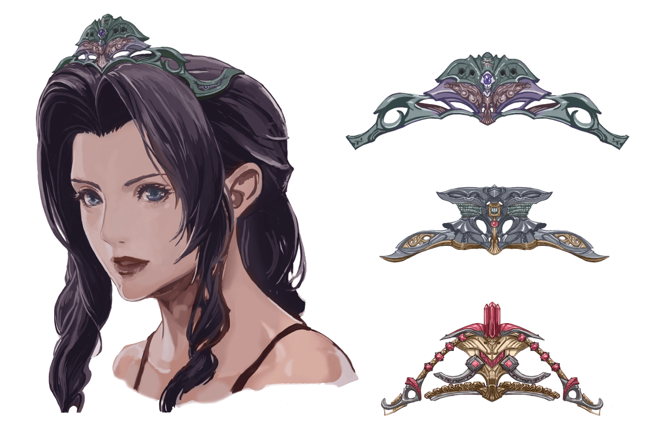 Emerald, Diamond, and Ruby Tiaras Art from Final Fantasy VII Remake