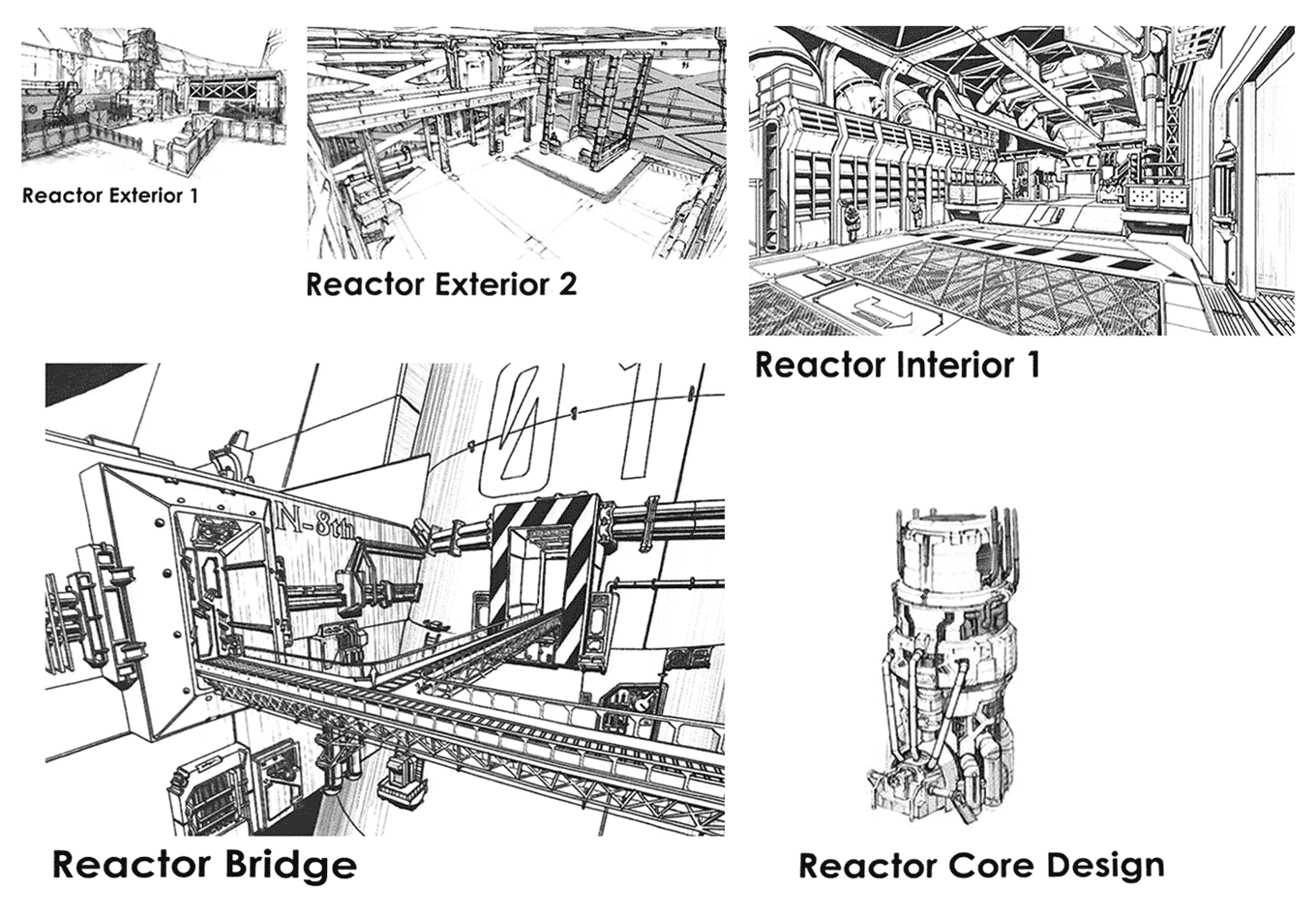 Mako Reactor Sketches from Final Fantasy VII Remake