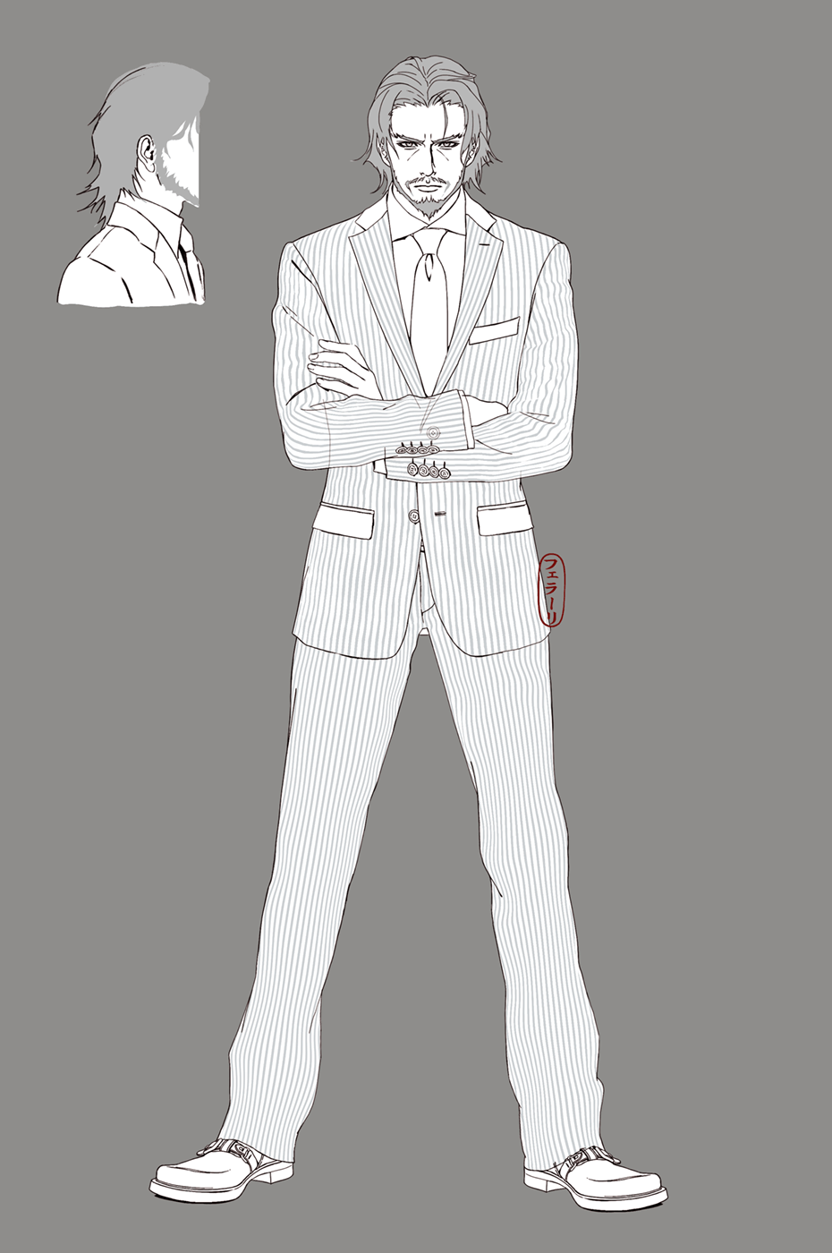 Reeve Tuesti Line Art from Final Fantasy VII Remake