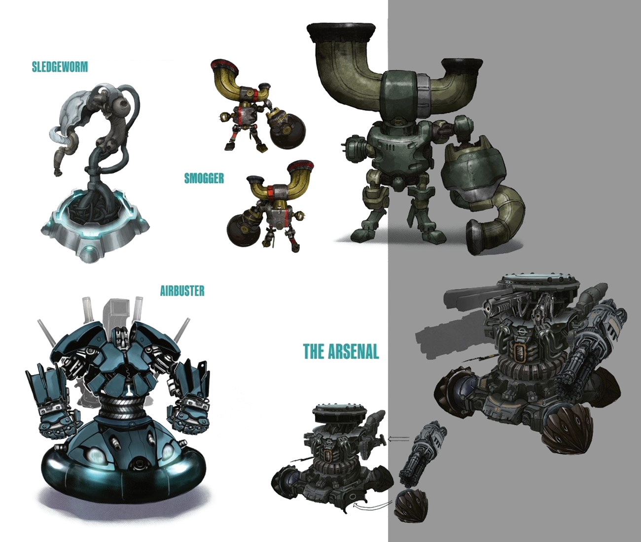 Robot Enemies Concept Art from Final Fantasy VII Remake