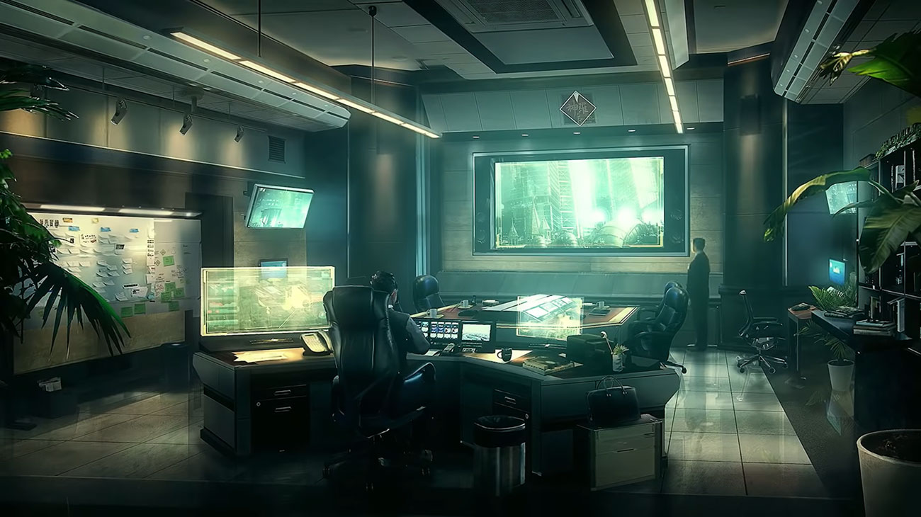 Shinra Meeting Room Art from Final Fantasy VII Remake