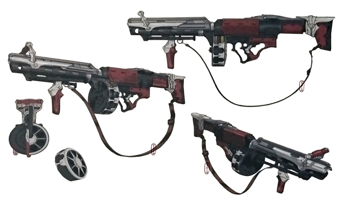Wedge's Gun Concept Art from Final Fantasy VII Remake