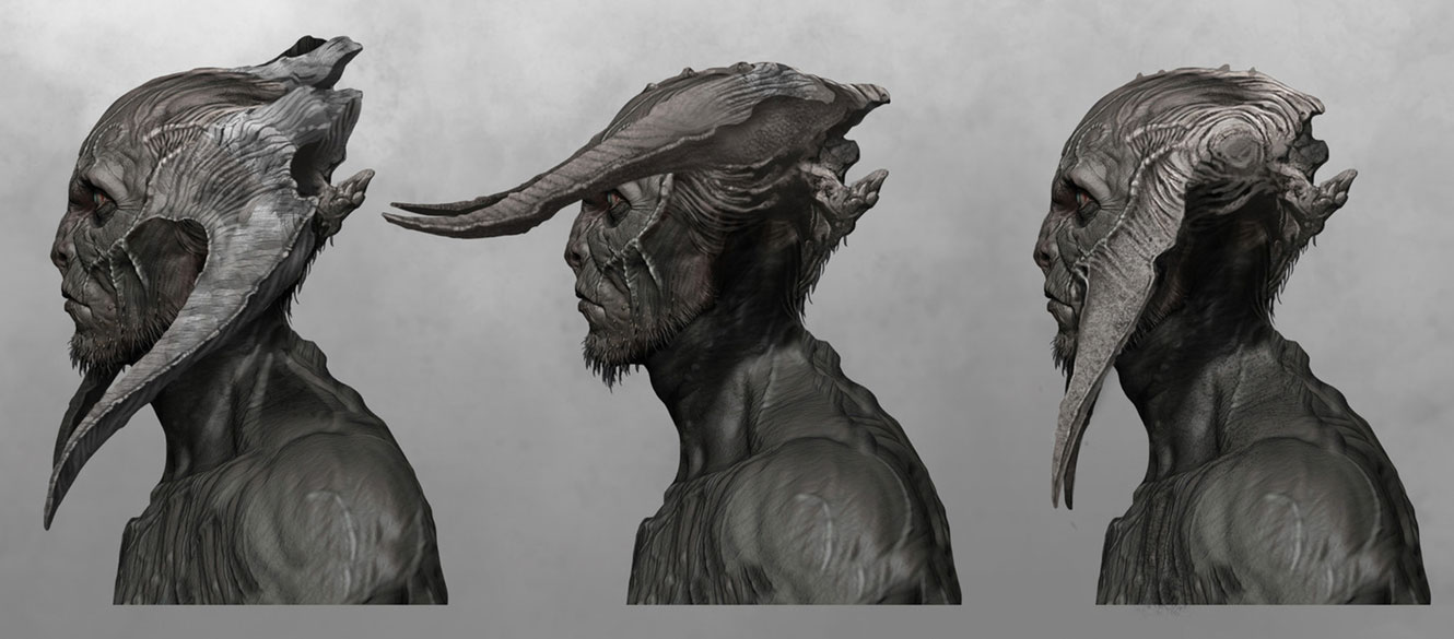 Dark Elf Heads Concept Art from God of War