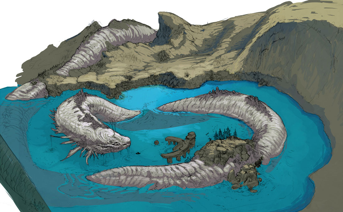 Jormungandr Curled Concept Art from God of War