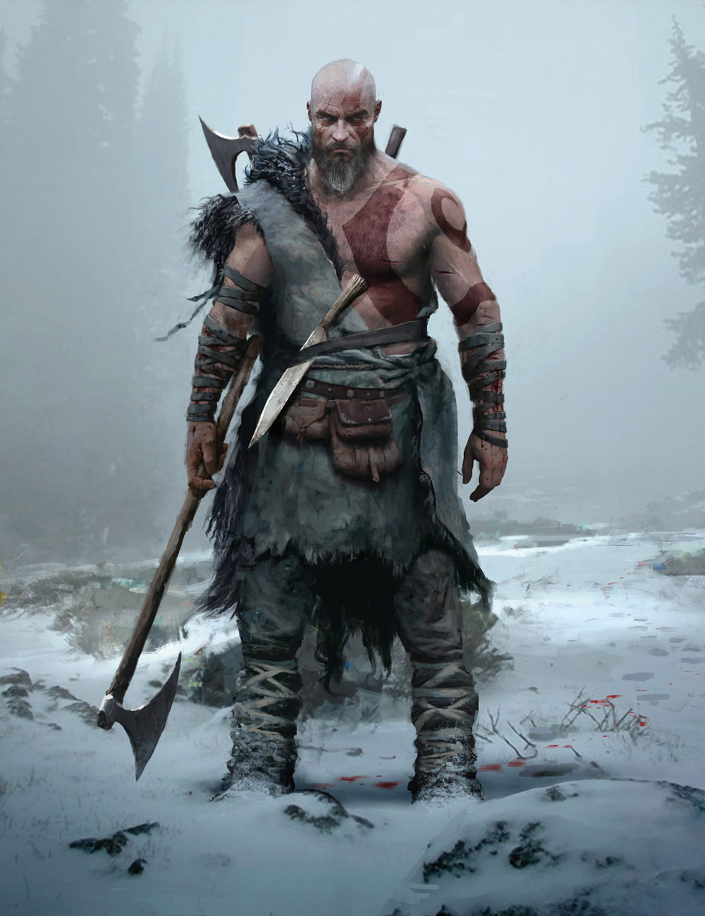 Kratos Concept Artwork from God of War