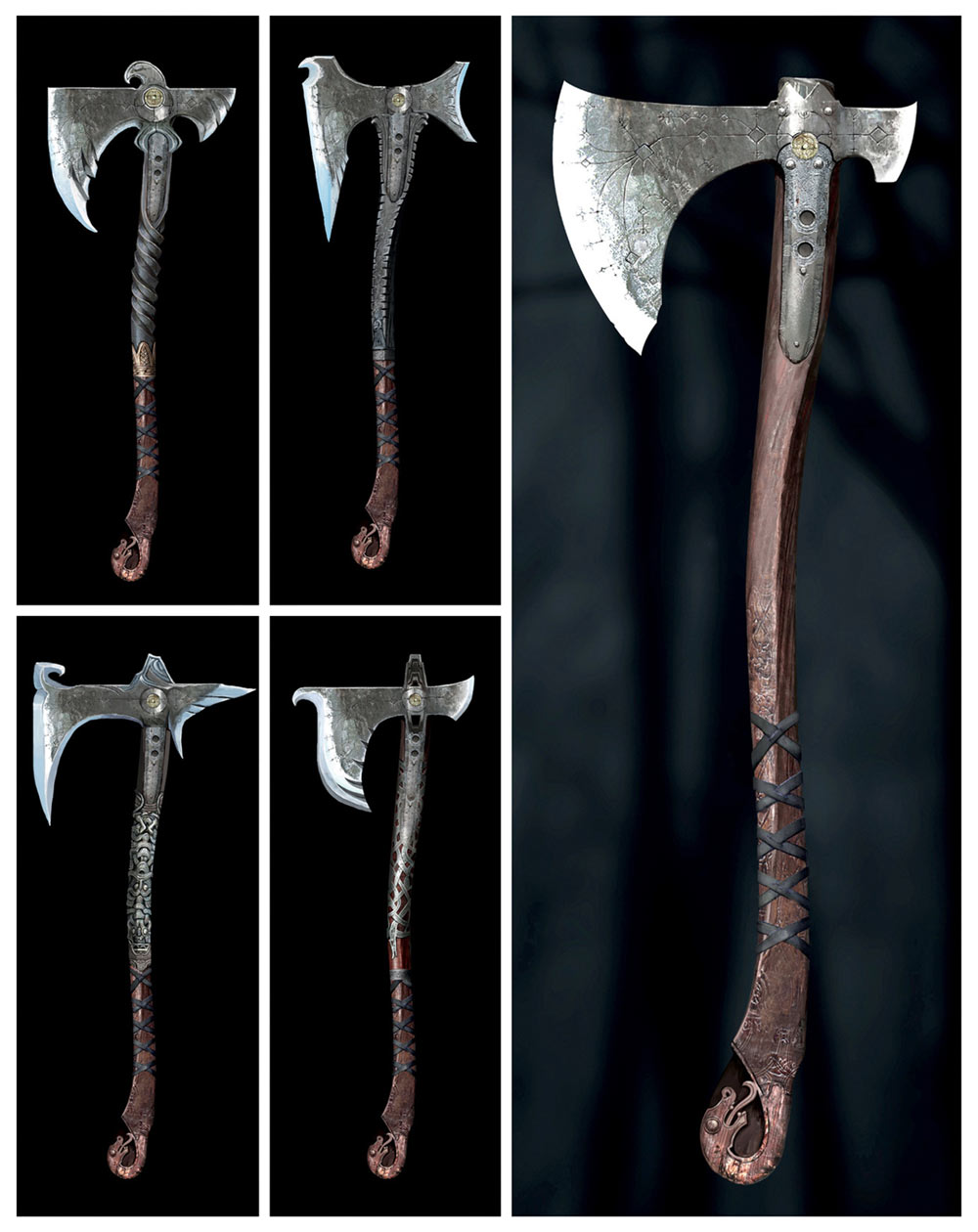 Leviathan Axe and Upgrades Concept Art from God of War