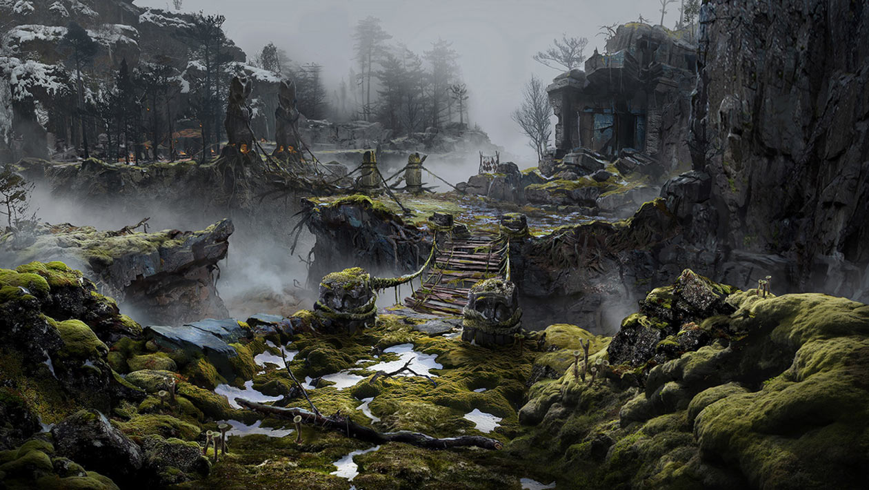 Midgard Rope Bridge Concept Art from God of War