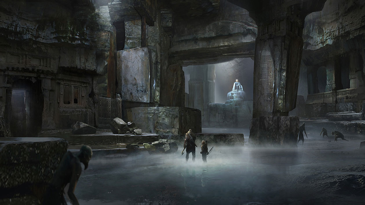 Midgard Ruins Exploration Concept Art from God of War