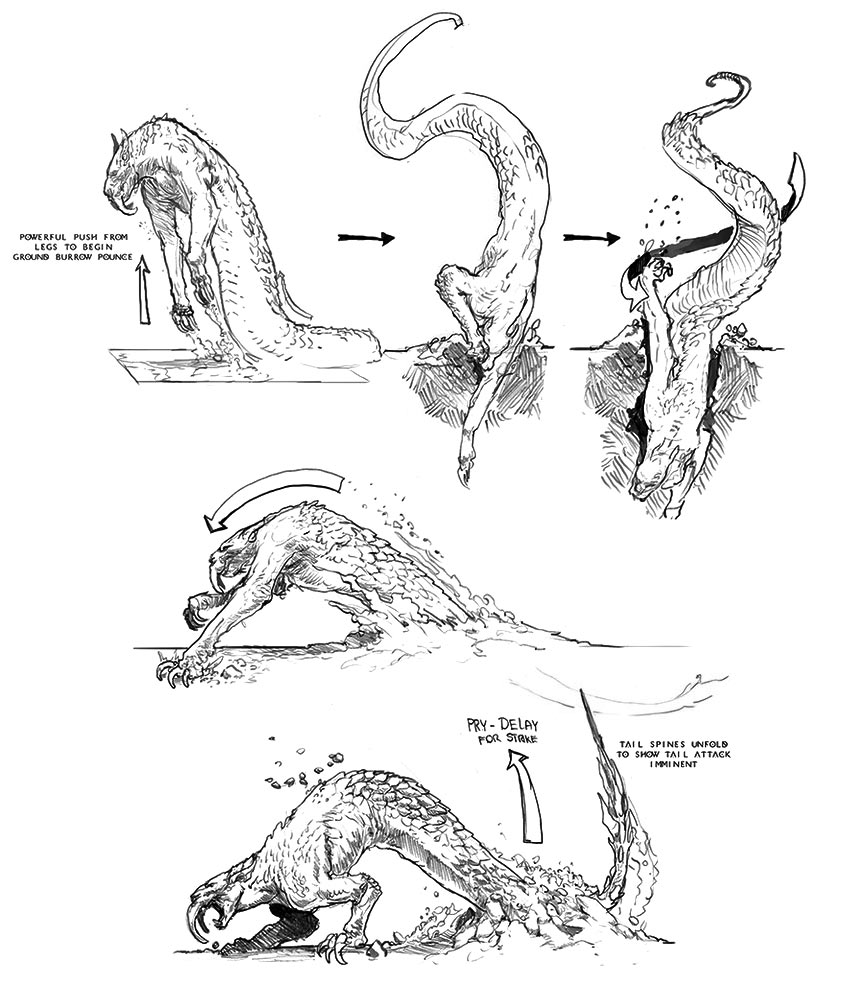 Tatzelwurm Pounce Attack Concept Art from God of War