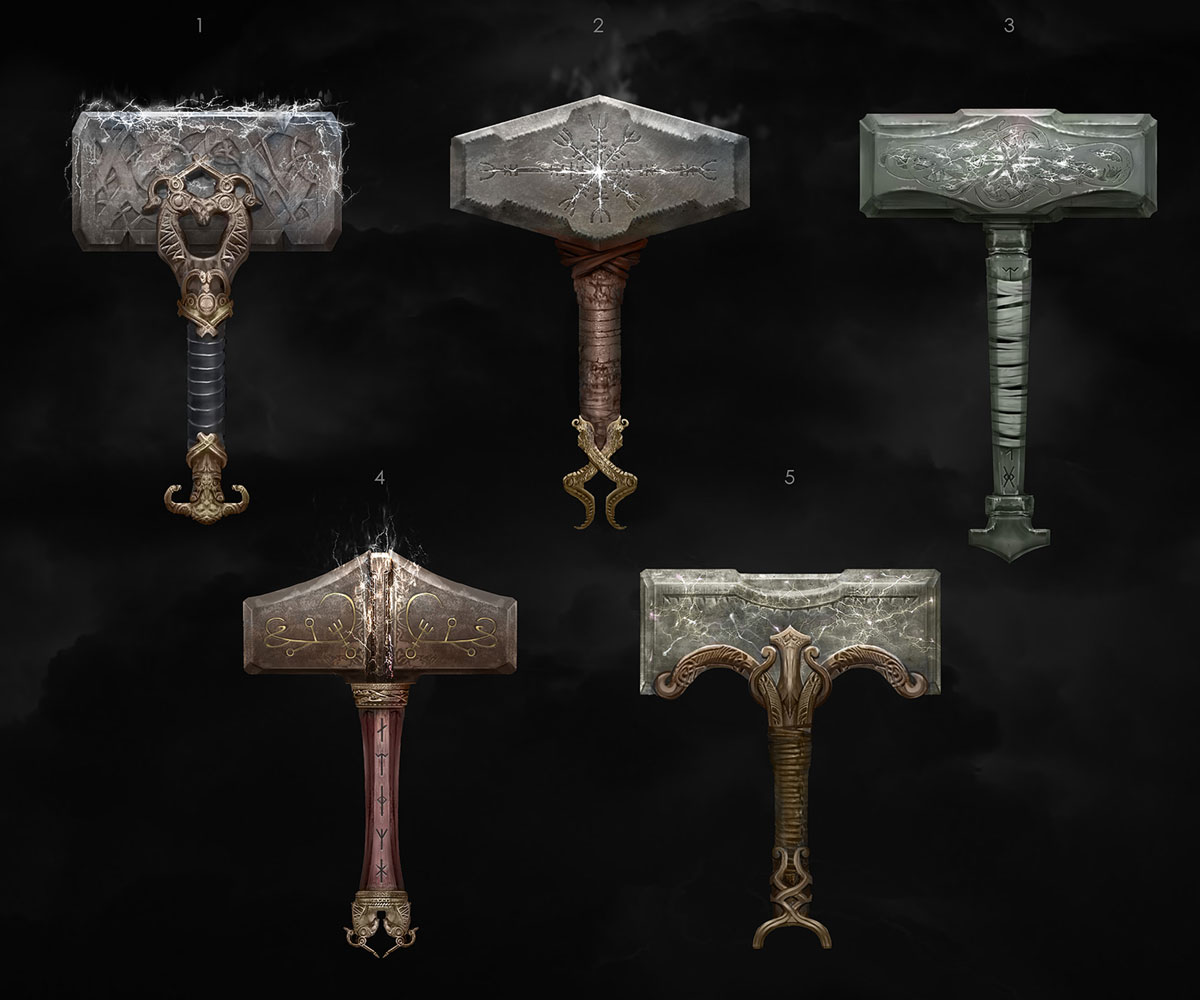 Thor's Hammer Designs Concept Art from God of War