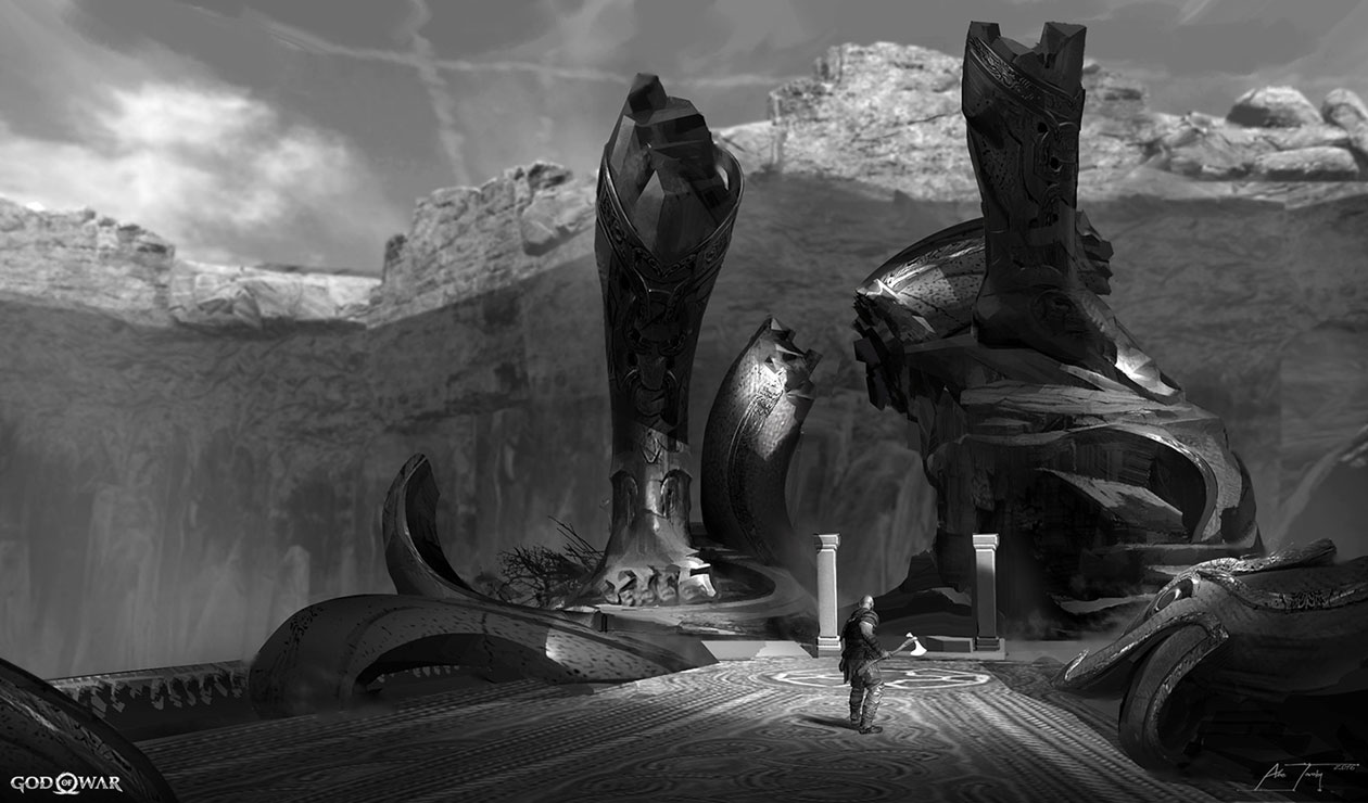 Thor Statue Ruins Concept Art from God of War