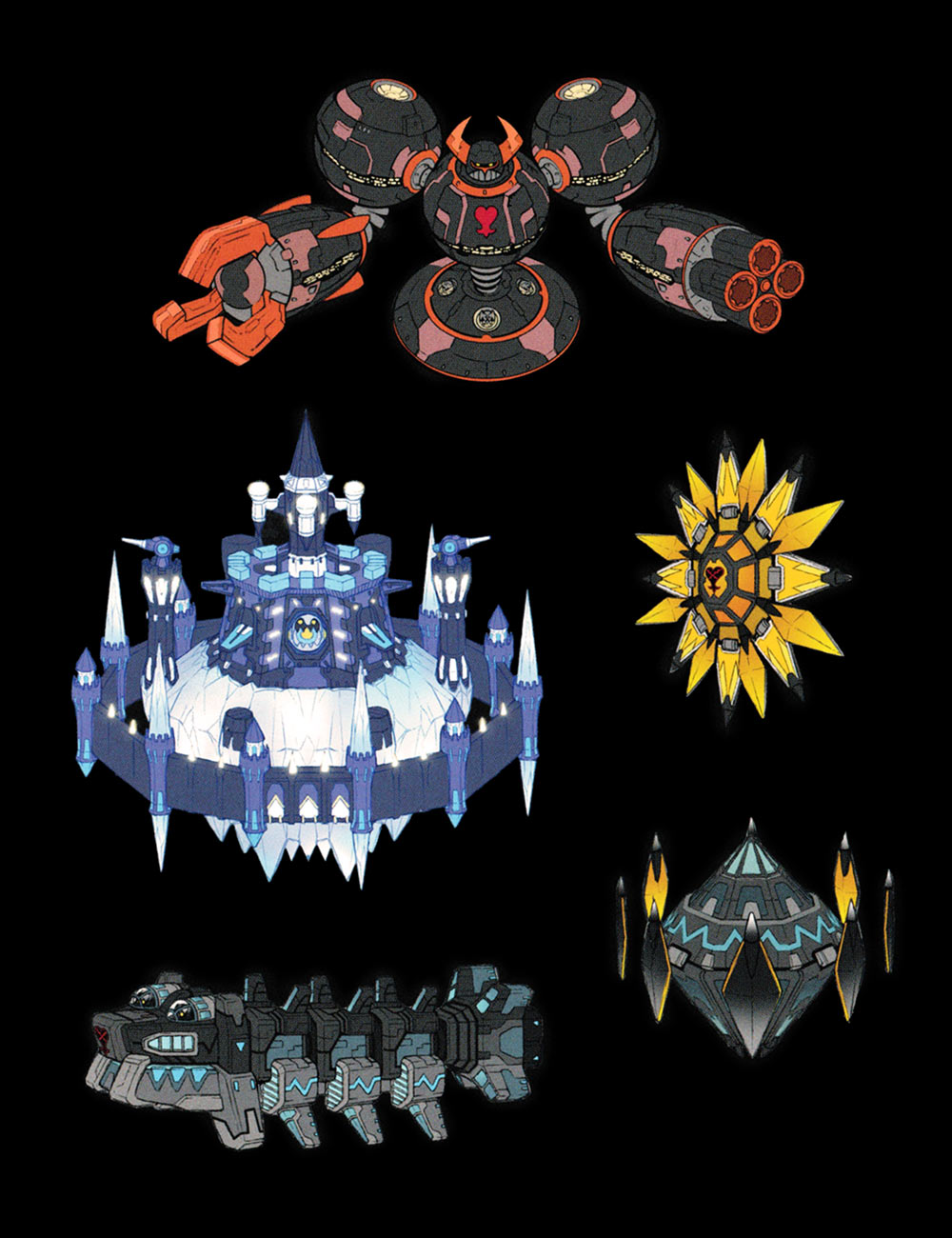 Gummi Ship Enemies Artwork from Kingdom Hearts III