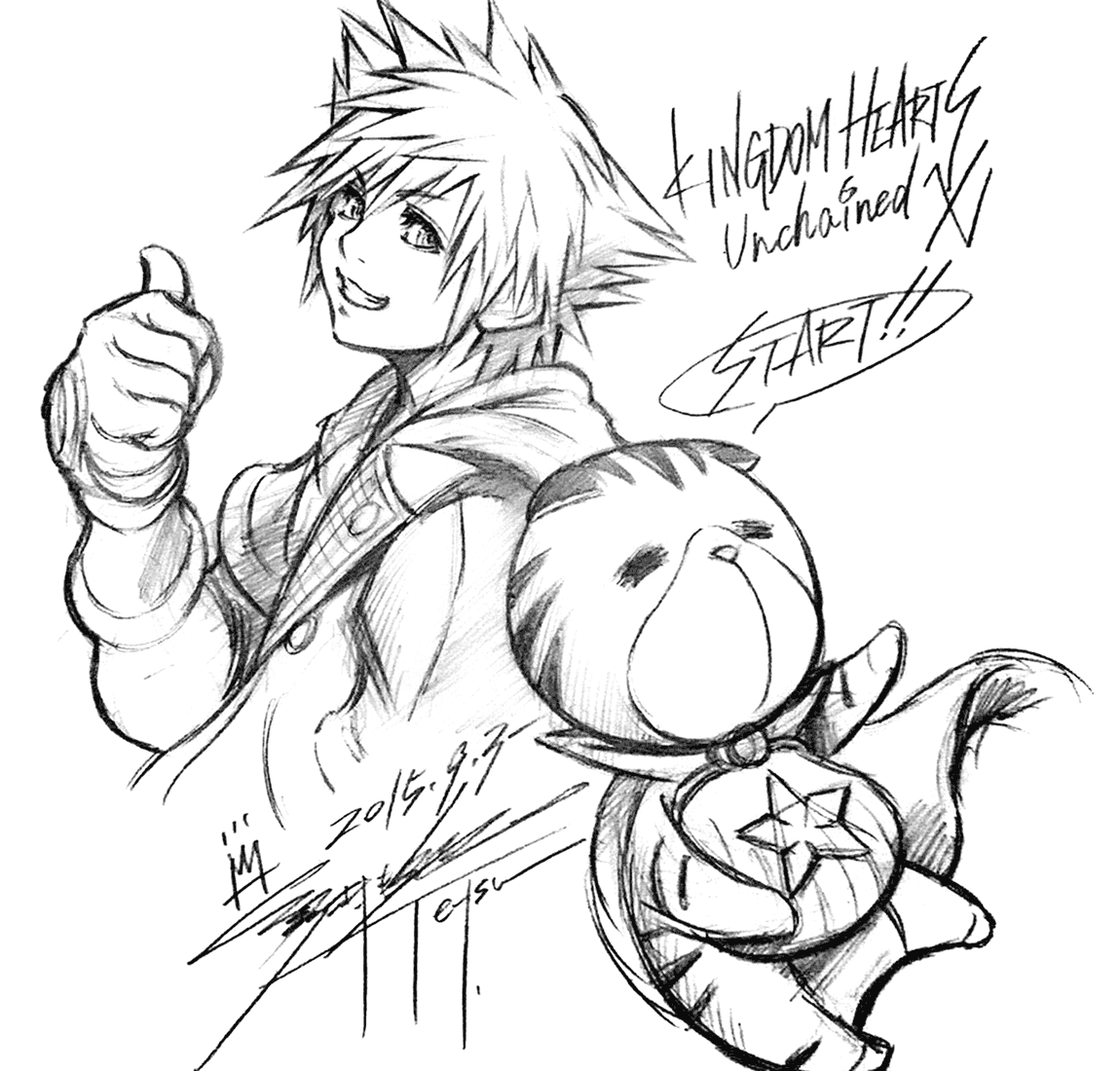 Sora & Chirithy Sketch from Kingdom Hearts Union &chi; [Cross]