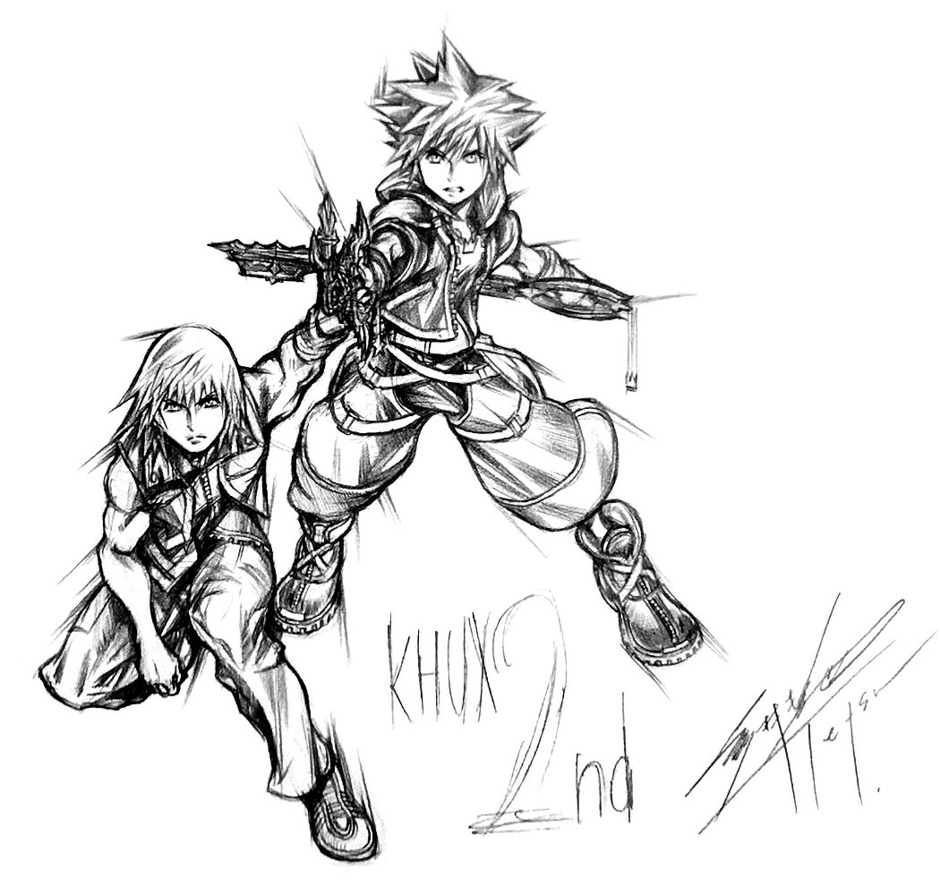 Sora and Riku Sketch from Kingdom Hearts Union &chi; [Cross]