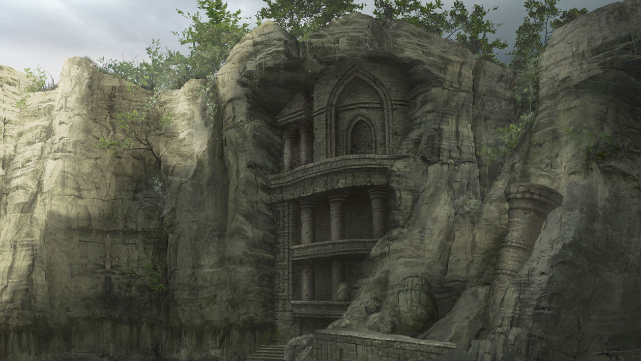 Cliffside Columns Concept Art from Shadow of the Colossus (2018)