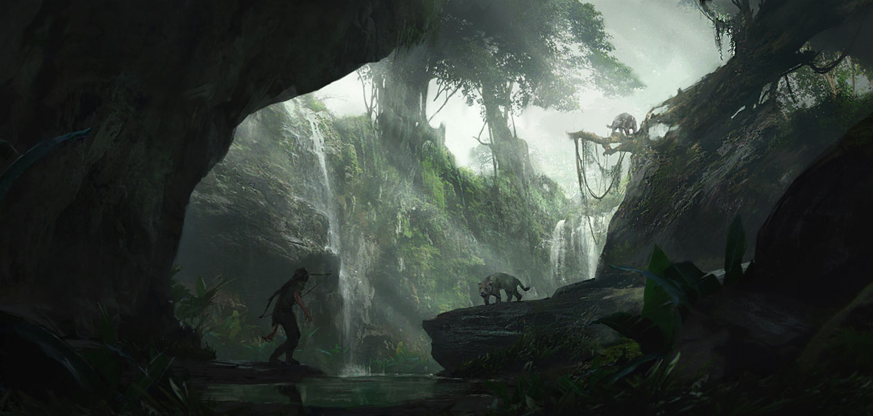 Leopard Encounter Concept Art from Shadow of the Tomb Raider