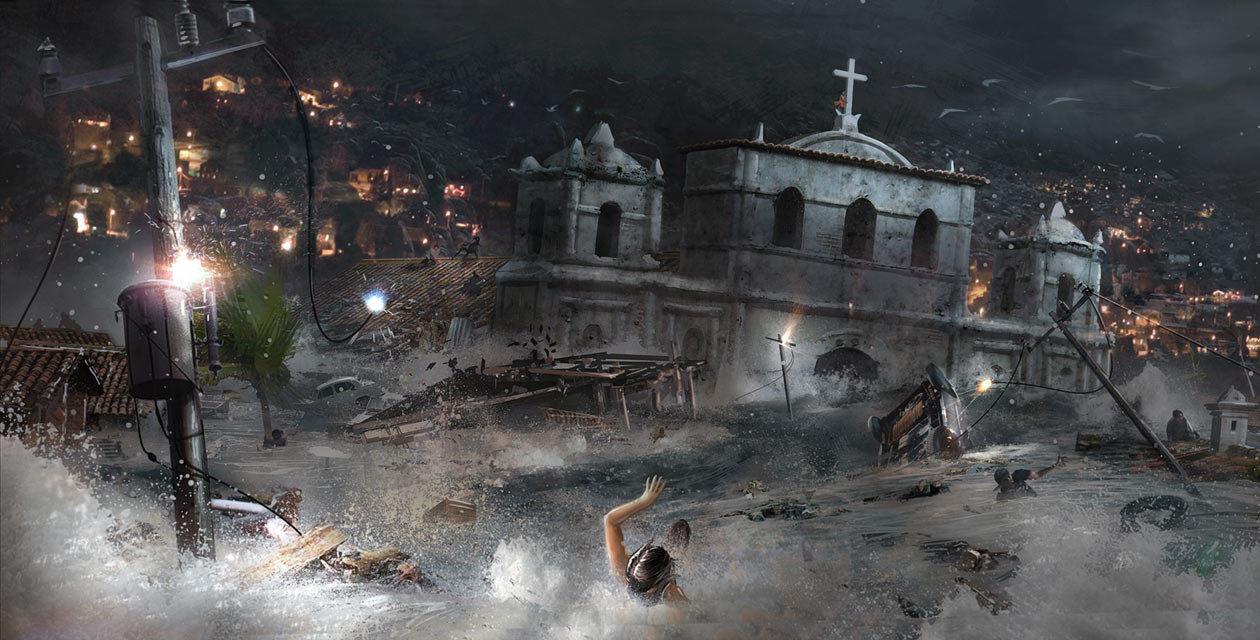 Tsunami Concept Art from Shadow of the Tomb Raider