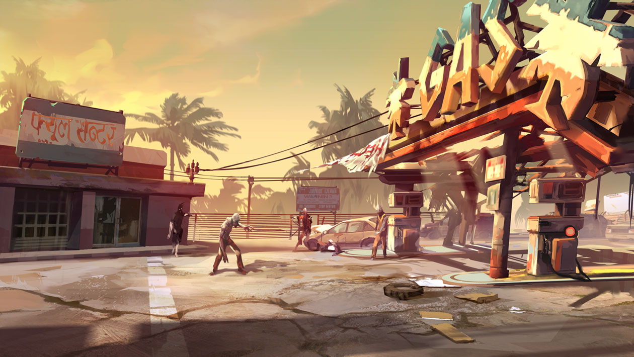 Gas Station Concept Art from Dead Island: Survivors