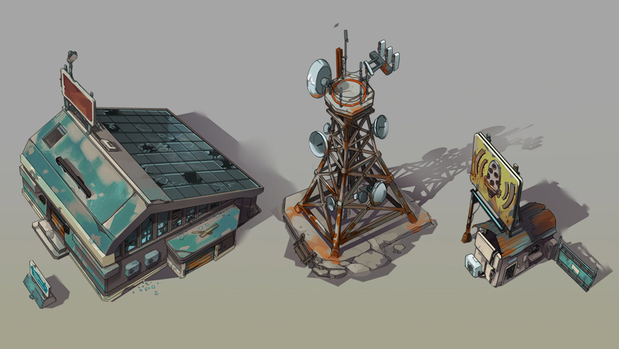 Radio Tower Props Concept Art from Dead Island: Survivors