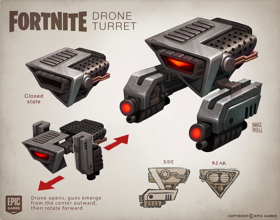 Drone Turret Concept Art from Fortnite