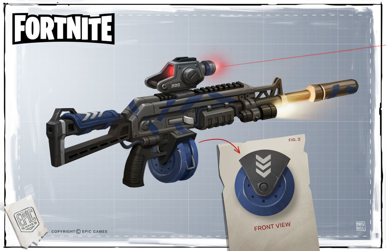 Drum Assault Rifle Concept Art from Fortnite