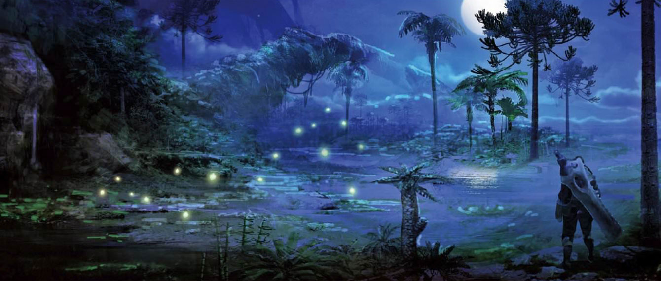 Ancient Forest Night Artwork from Monster Hunter: World