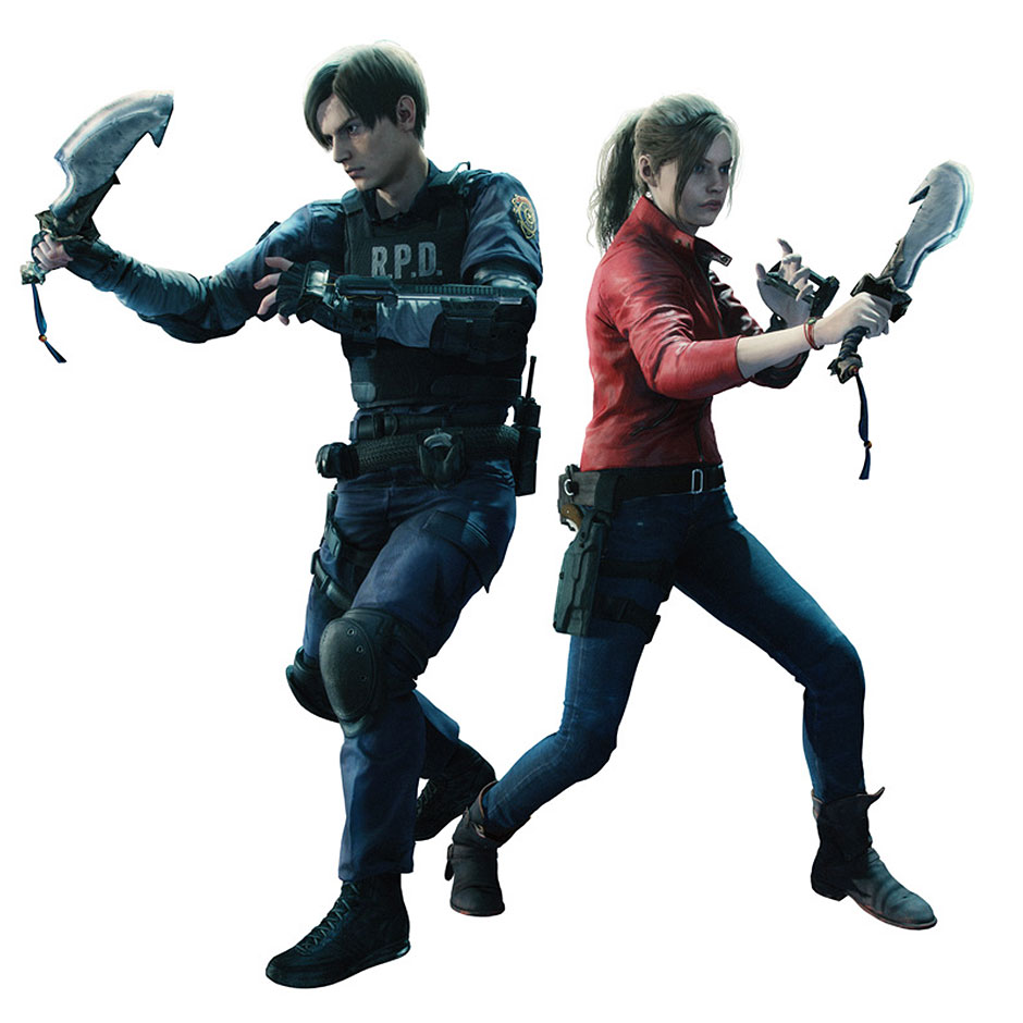 Leon Kennedy and Claire Redfield Artwork from Monster Hunter: World