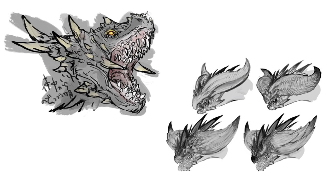 Nergigante Head Concept Artwork from Monster Hunter: World