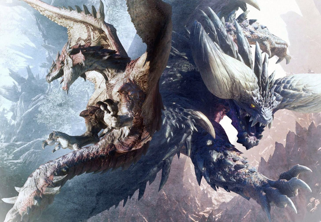 Rathalos & Nergigante Artwork from Monster Hunter: World