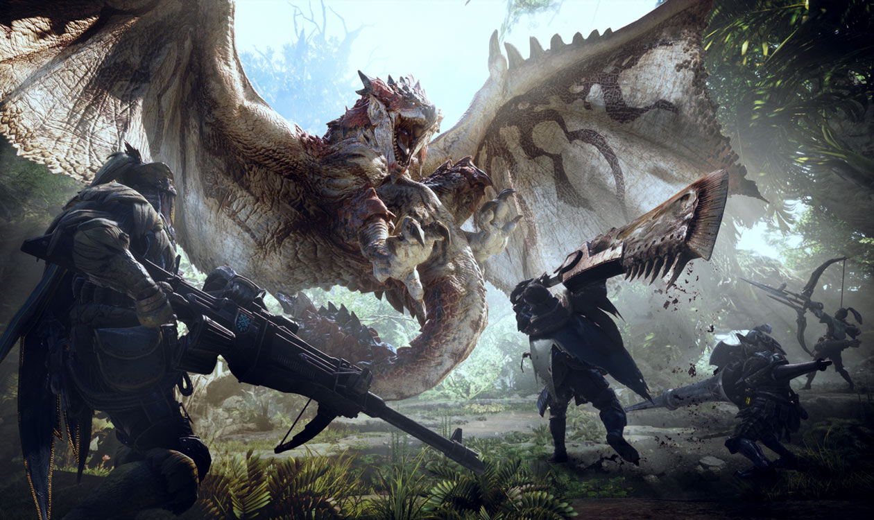 Rathalos Battle Key Artwork from Monster Hunter: World