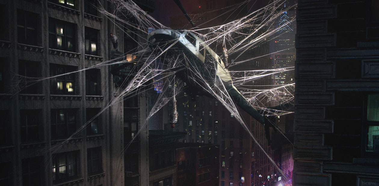 Helicopter Crash Concept Art from Spider-Man (2018)
