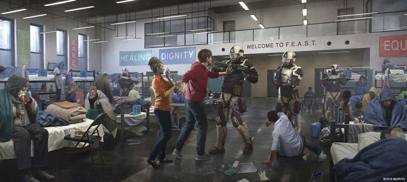 Homeless Shelter Concept Art from Spider-Man (2018)