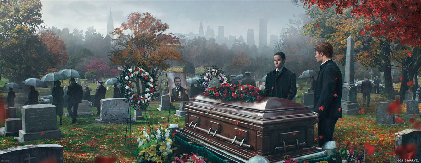 Jefferson Davis Funeral Concept Art from Spider-Man (2018)