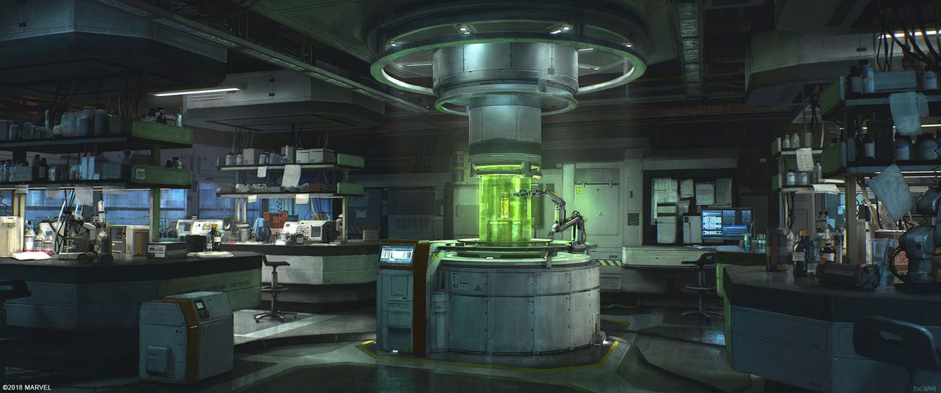 Lab Interior Concept Art from Spider-Man (2018)