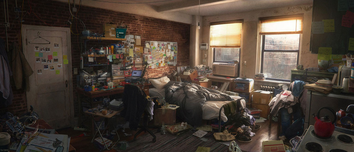 Peter Parker's Apartment Concept Art from Spider-Man (2018)