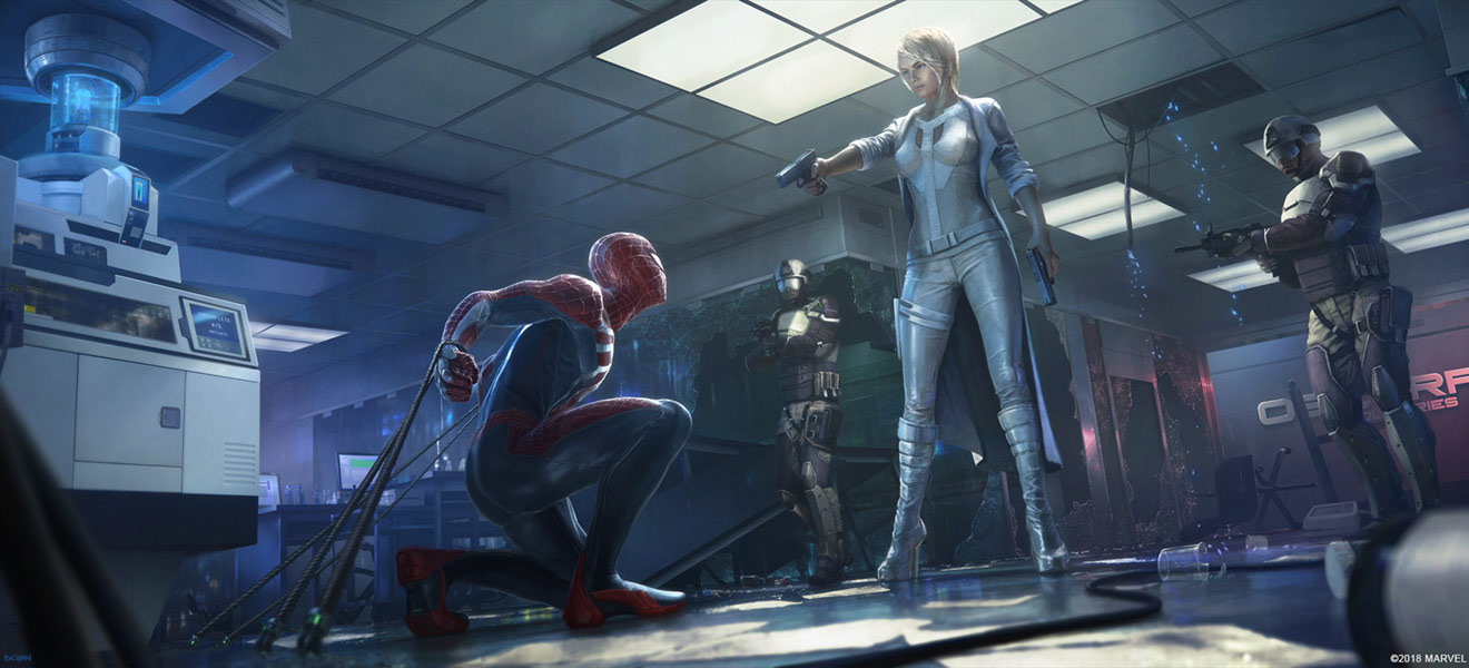 Silver Sable and Spider-Man Concept Art from Spider-Man (2018)