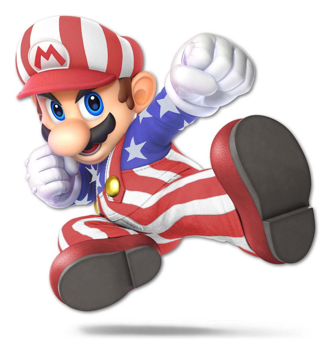 Stars and Stripes Mario Artwork from Super Smash Bros. Ultimate