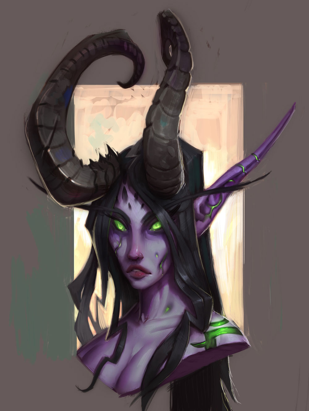 Female Demon Hunter Face Concept Art from World of Warcraft: Legion