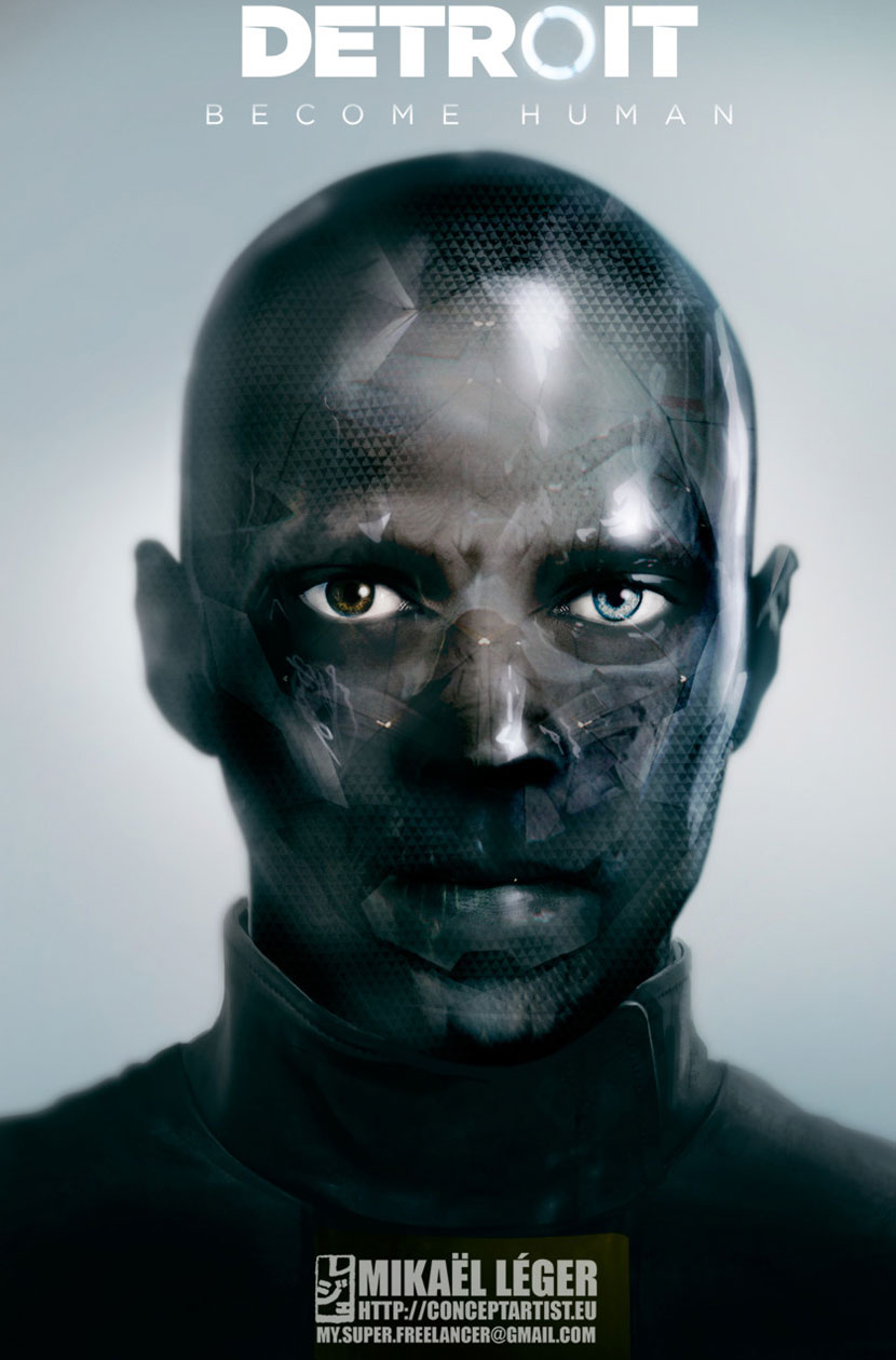 Dark Android Face Concept Art from Detroit: Become Human