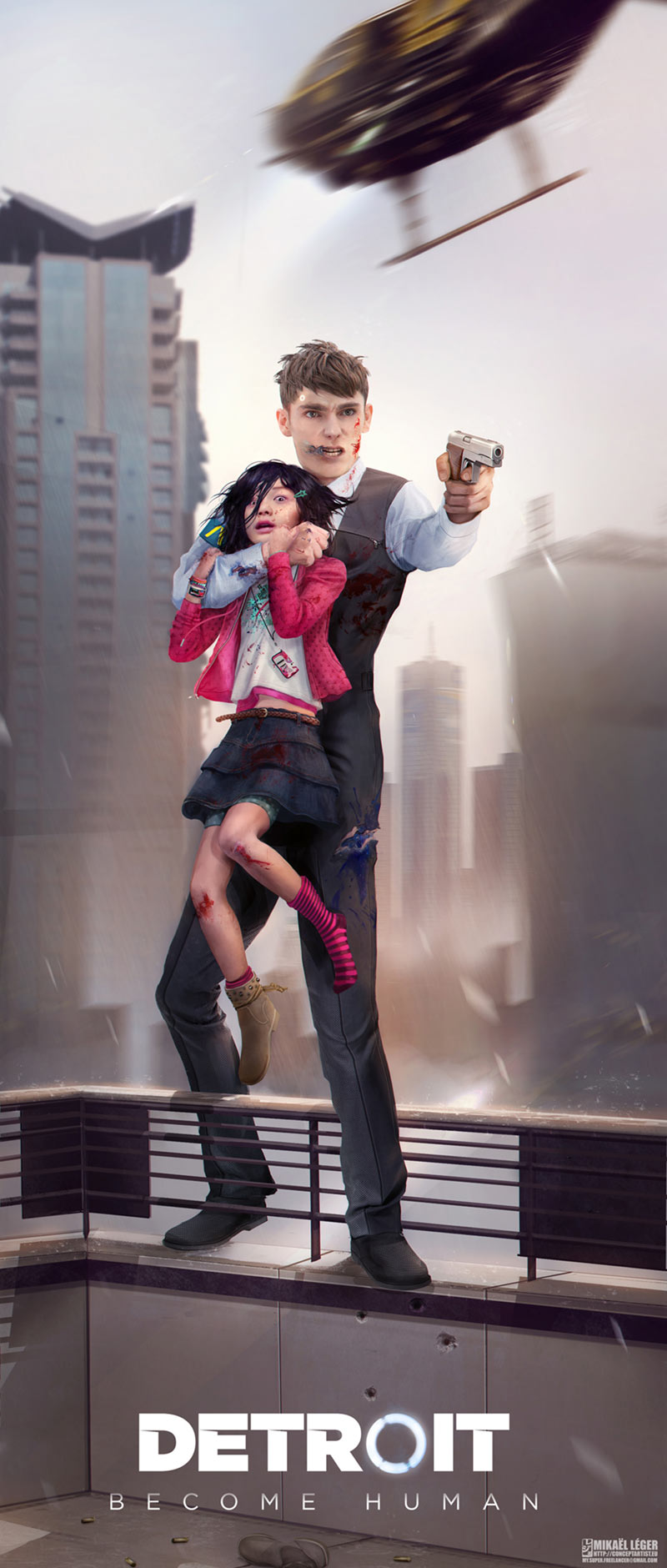 Emma & Daniel Hostage Scene Concept Art from Detroit: Become Human