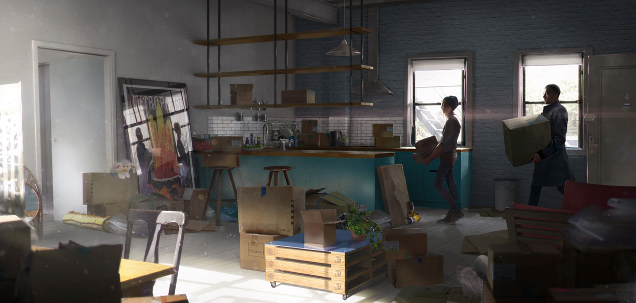 Markus Moving Boxes Concept Art from Detroit: Become Human