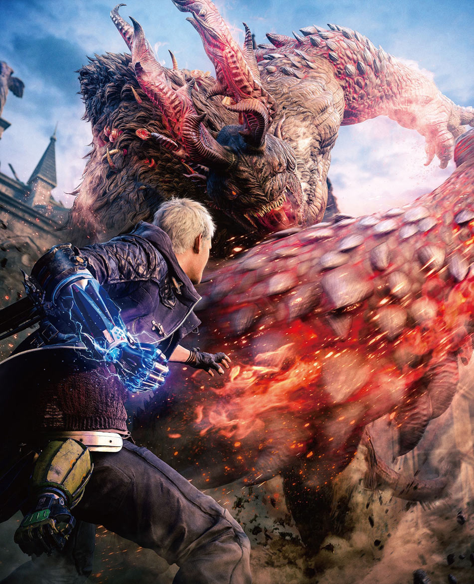 Nero vs. Goliath Art from Devil May Cry 5