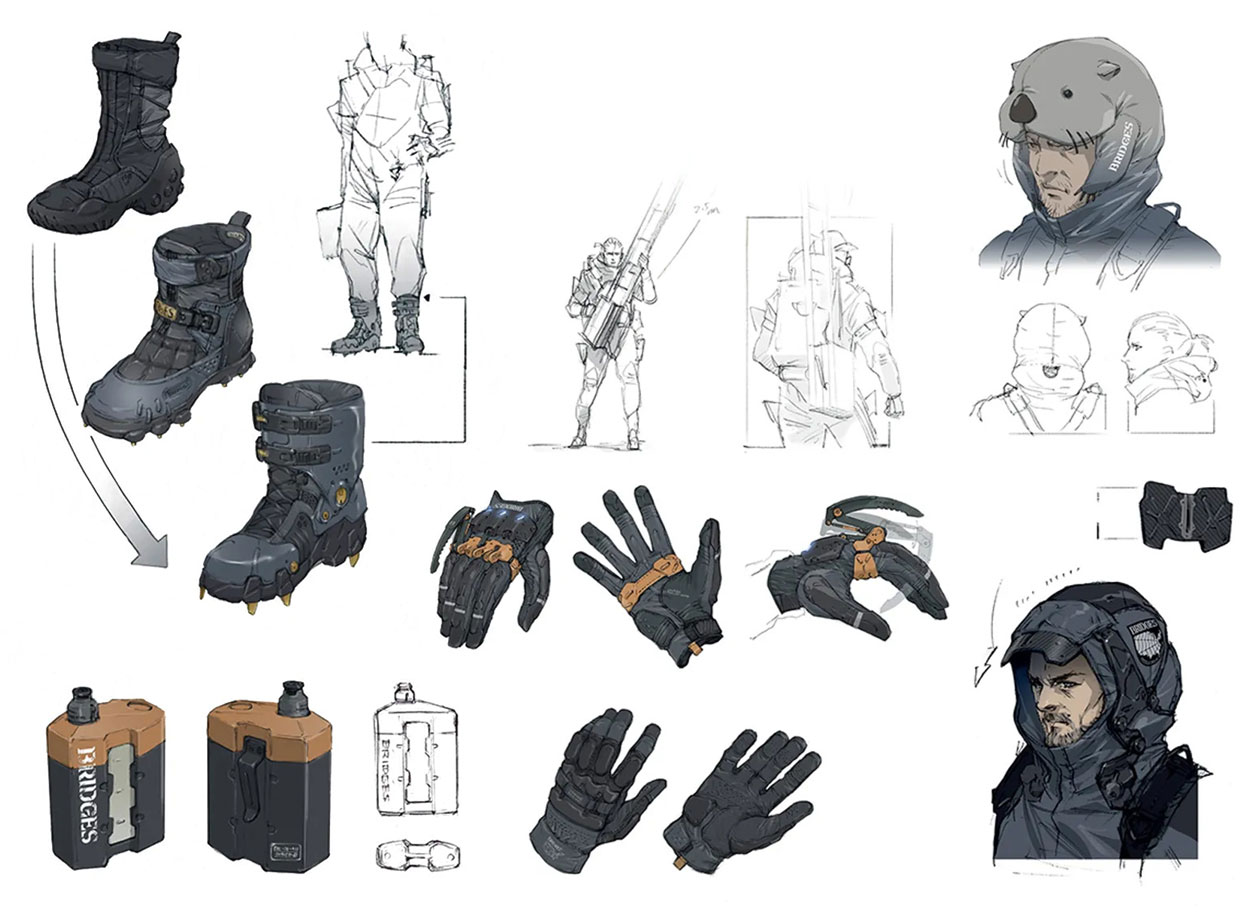 Sam's Equipment and Accessories Art from Death Stranding