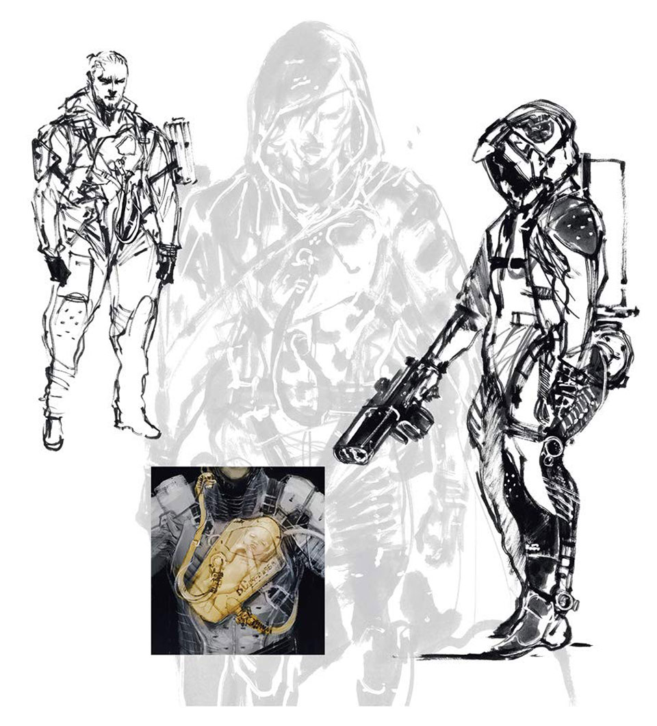 Sam's Suit Evolution Art from Death Stranding