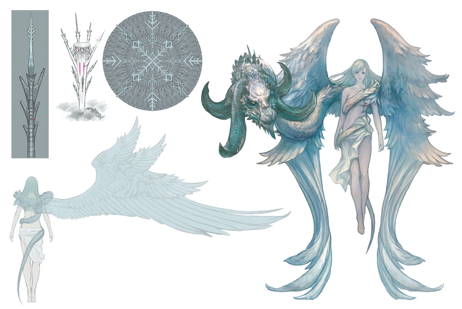 Shiva and Hraesvelgr Art from Final Fantasy XIV: Shadowbringers