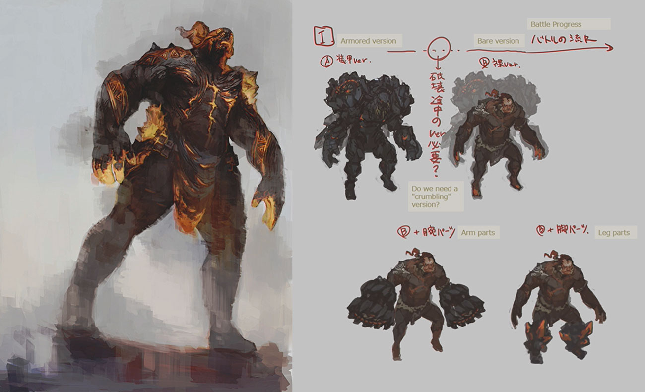 Titan Initial Concept Art from Final Fantasy XIV: Shadowbringers