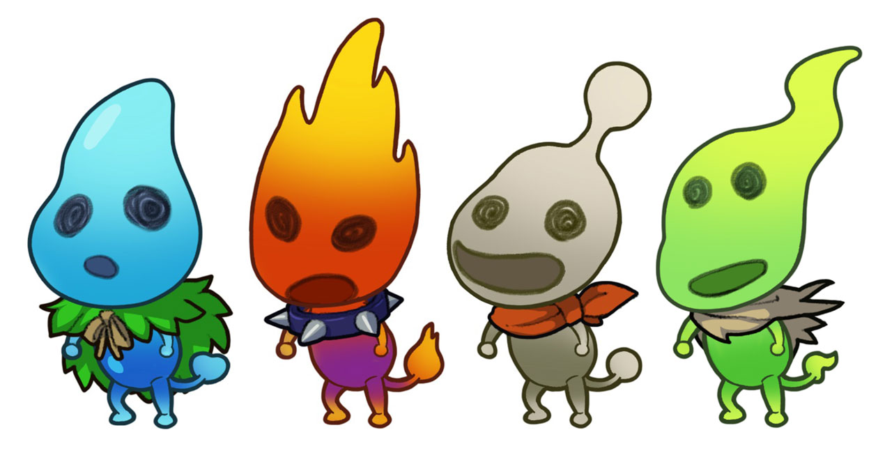 Brocken, Gosky, Runcible, & Wiff Waff Concept Art from Ni no Kuni II: Revenant Kingdom